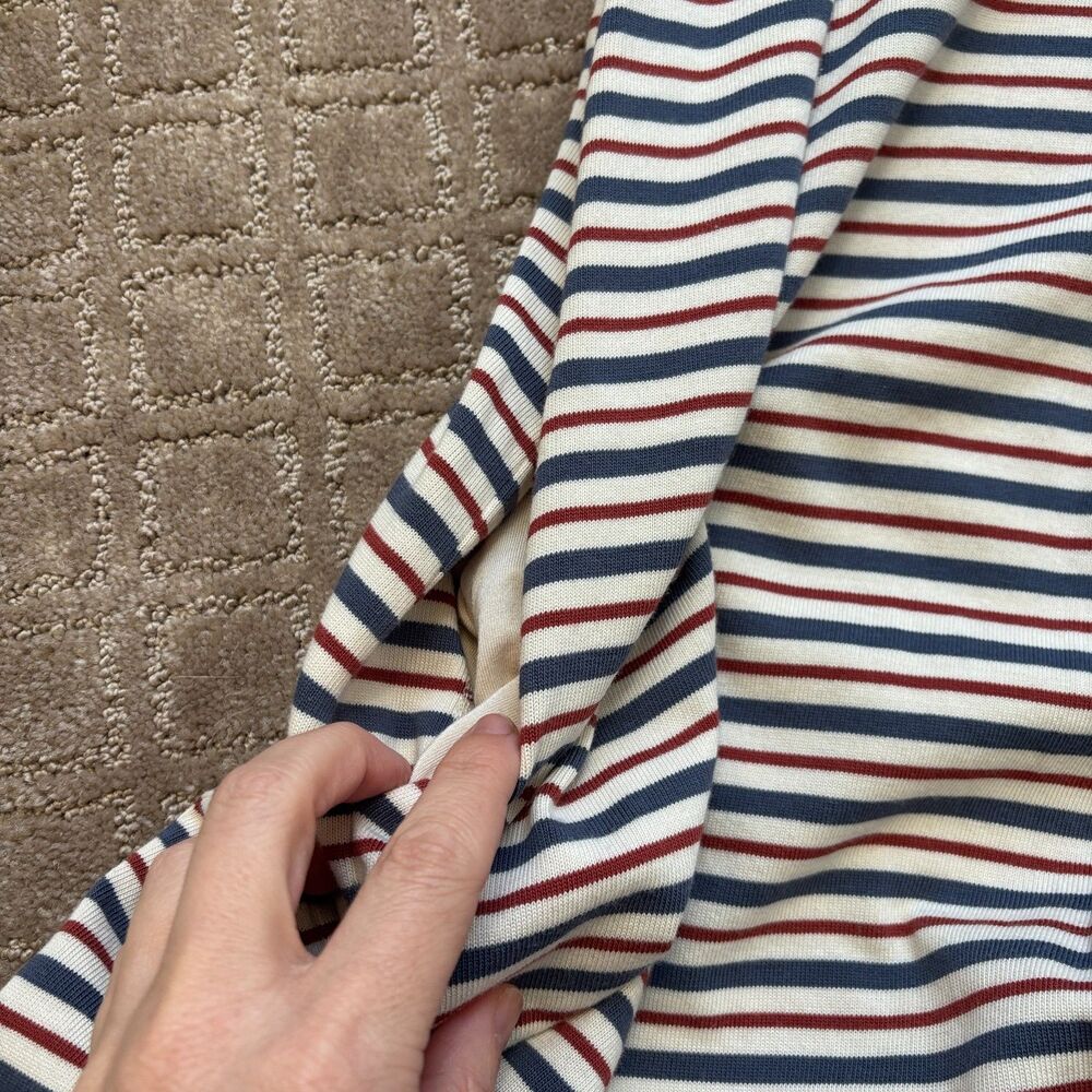 Marine Layer April Dress Womens XL Cream Red Blue Striped Supima Cotton Casual - Picture 6 of 9